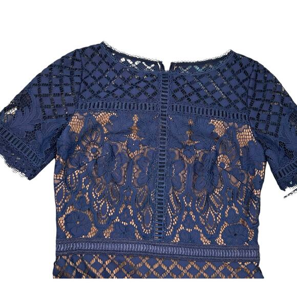 Tadashi Shoji Navy Suma Lace Dress - Size 8 - Picture 12 of 16